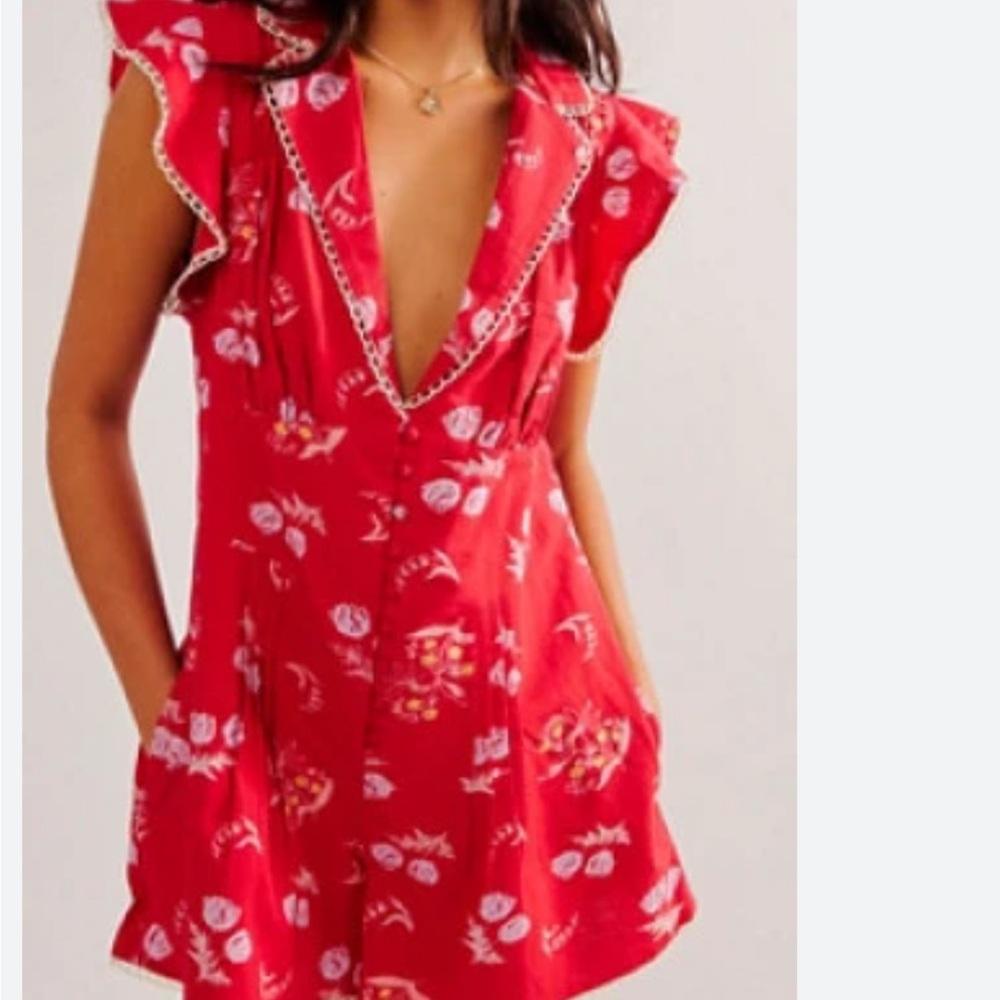 Free People Good Things Romper in Red
